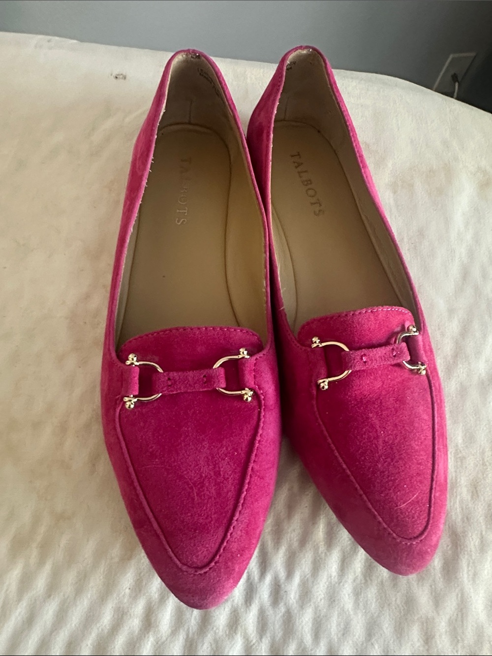 Talbots Bright Fuchsia Suede Bit Loafers